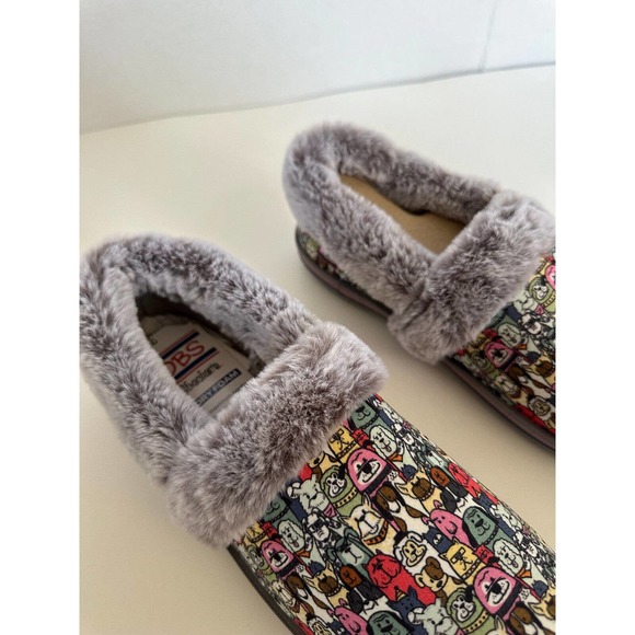 Skechers BOBS Too Cozy Snuggle Rovers Slipper Shoes Dog Print Faux Fur Women's 9 - Picture 4 of 10